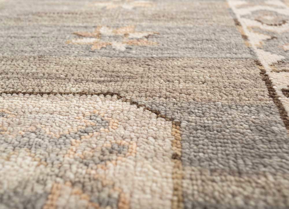 thyme blue wool hand knotted Rug - CloseUp