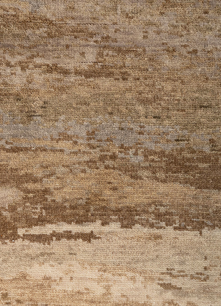 entropy beige and brown wool hand knotted Rug - CloseUp
