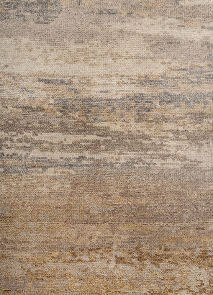 entropy beige and brown wool hand knotted Rug - CloseUp