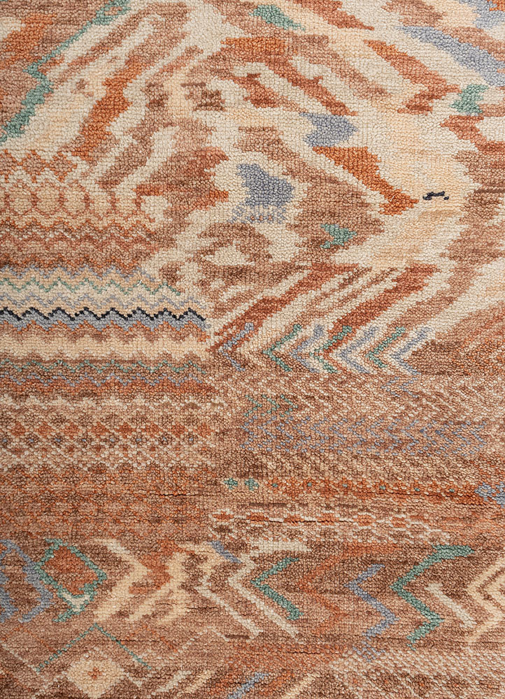 manchaha red and orange wool hand knotted Rug - CloseUp manchaha red and orange wool hand knotted Rug - CloseUp