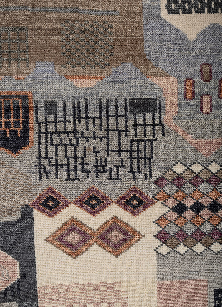 manchaha blue wool hand knotted Rug - CloseUp manchaha blue wool hand knotted Rug - CloseUp