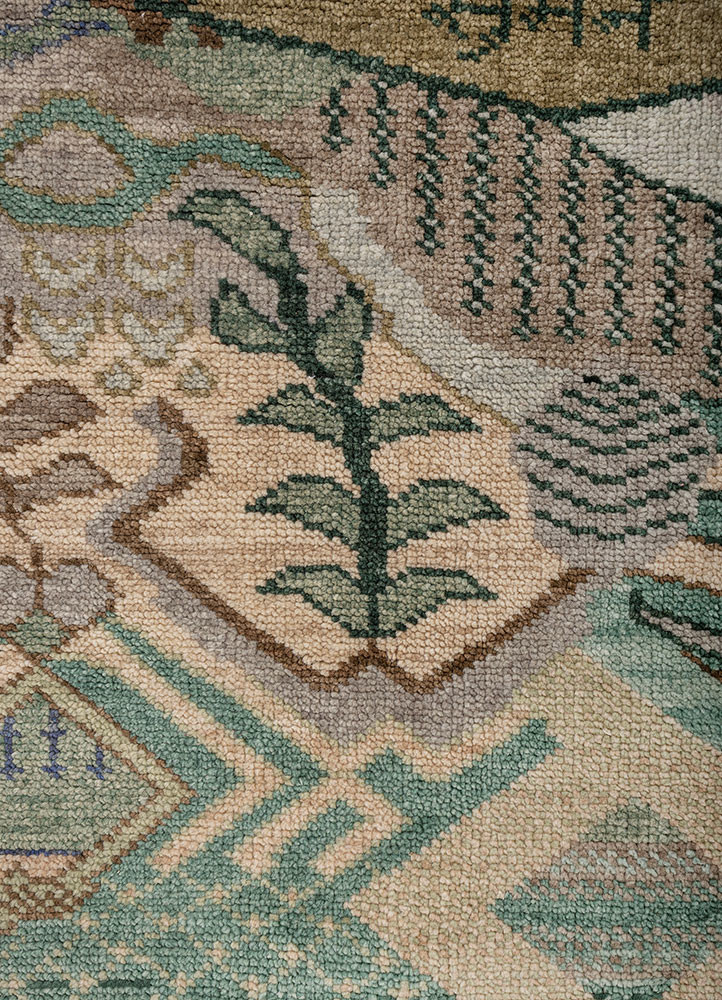manchaha green wool hand knotted Rug - CloseUp manchaha green wool hand knotted Rug - CloseUp