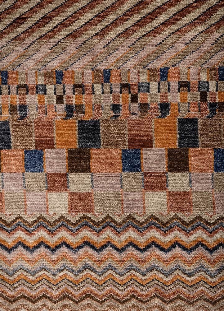 manchaha red and orange wool hand knotted Rug - CloseUp manchaha red and orange wool hand knotted Rug - CloseUp