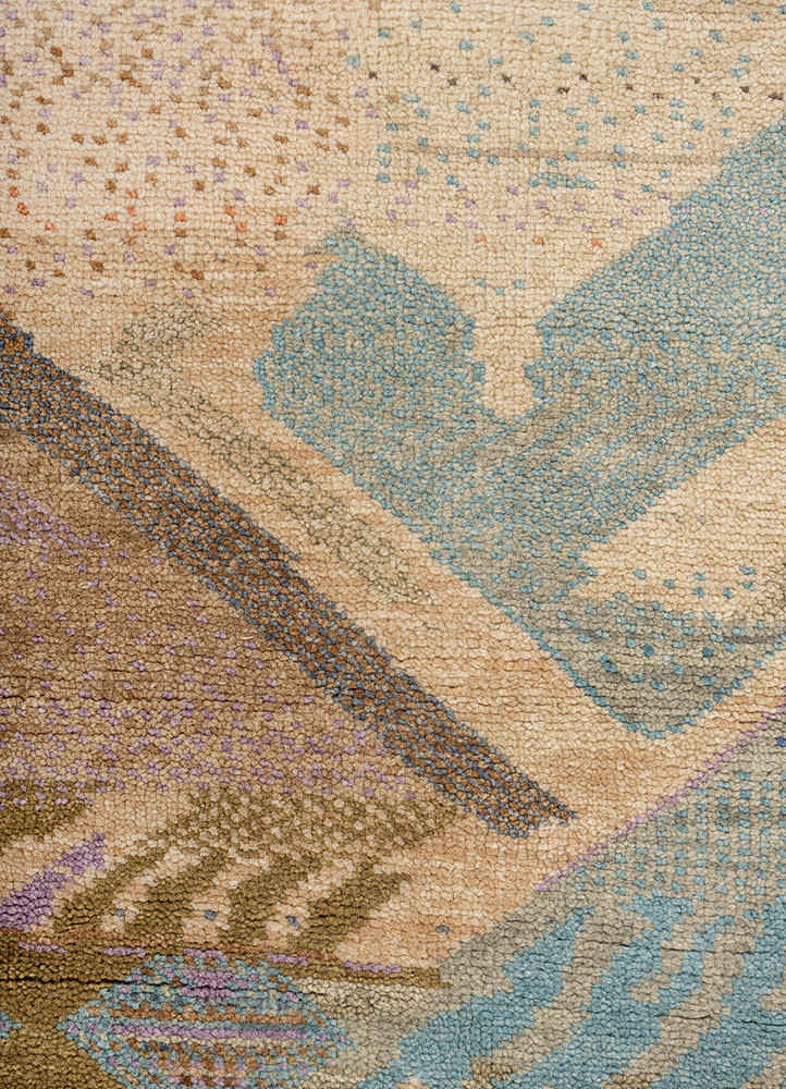 manchaha blue wool hand knotted Rug - CloseUp manchaha blue wool hand knotted Rug - CloseUp