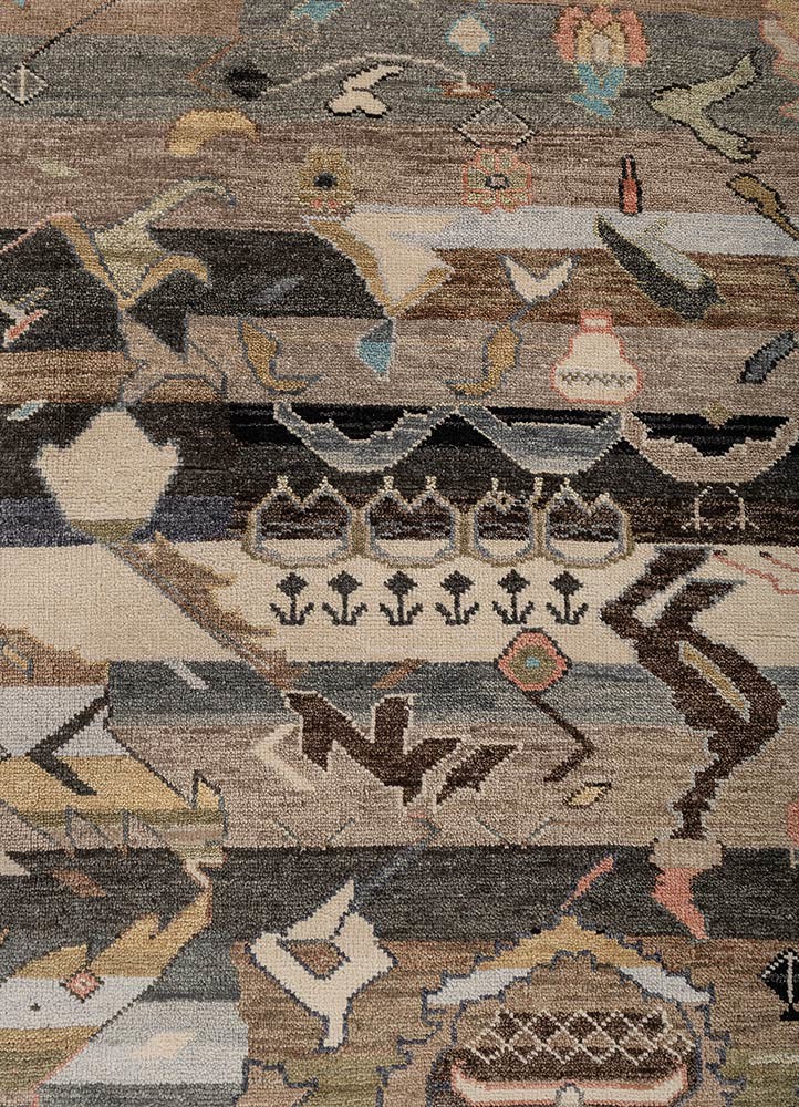 manchaha ivory wool hand knotted Rug - CloseUp manchaha ivory wool hand knotted Rug - CloseUp