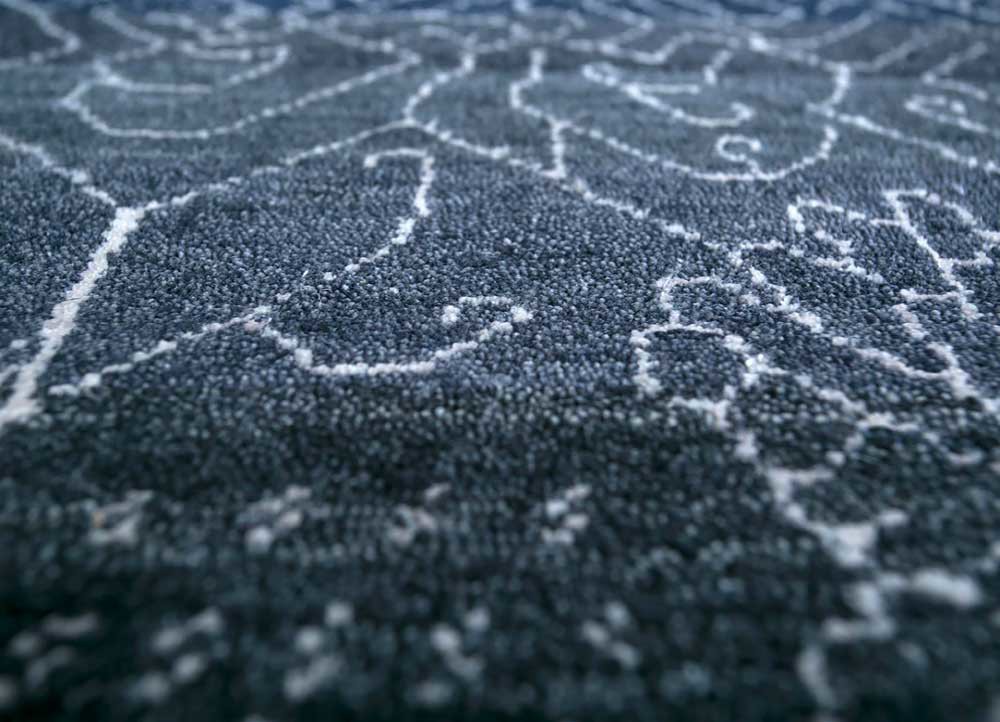 manchaha blue wool hand knotted Rug - CloseUp