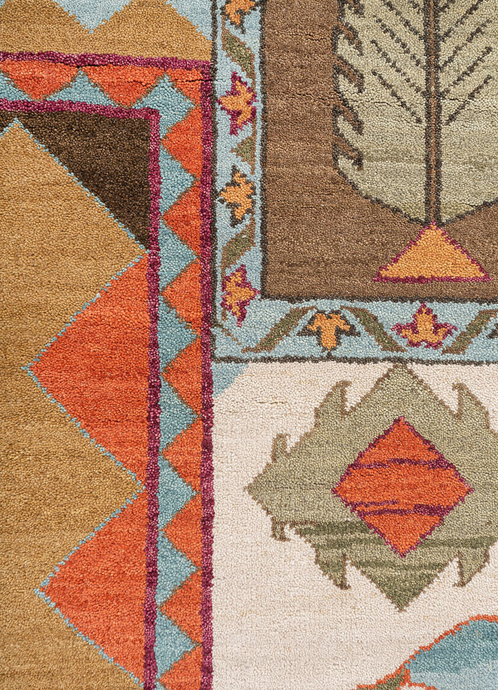 weaver art reserve beige and brown wool hand knotted Rug - CloseUp weaver art reserve beige and brown wool hand knotted Rug - CloseUp