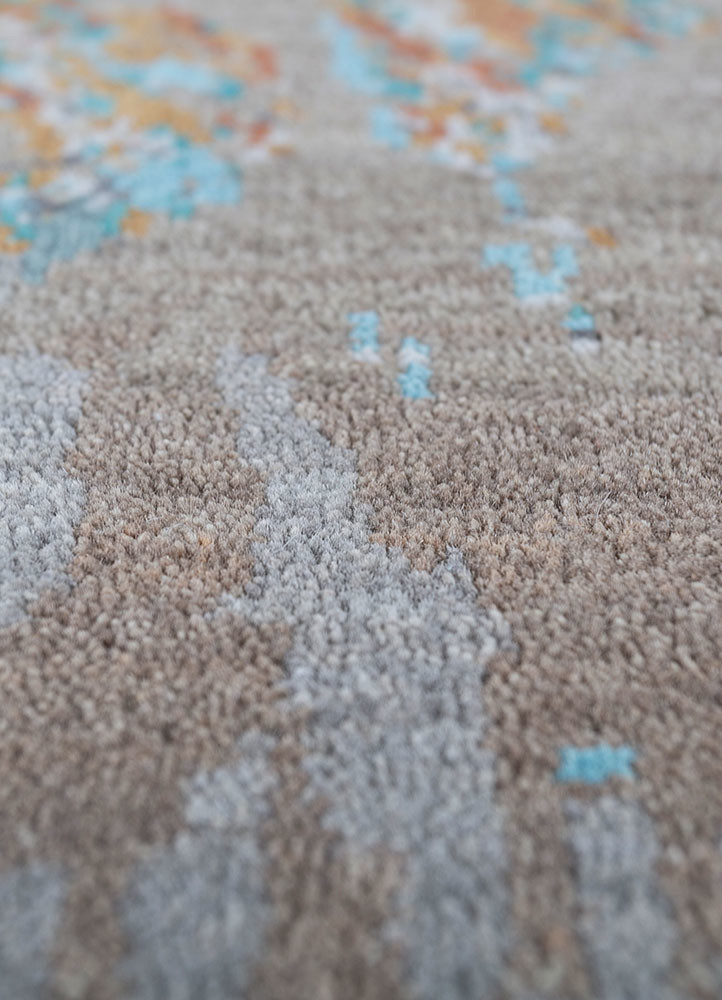 manchaha blue wool and bamboo silk hand knotted Rug - CloseUp
