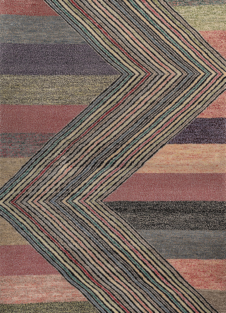 manchaha grey and black wool and bamboo silk hand knotted Rug - CloseUp manchaha grey and black wool and bamboo silk hand knotted Rug - CloseUp