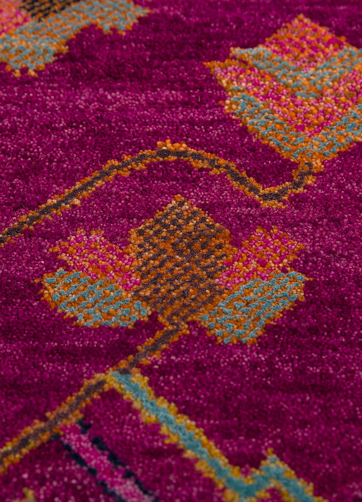 manchaha pink and purple wool and bamboo silk hand knotted Rug - CloseUp manchaha pink and purple wool and bamboo silk hand knotted Rug - CloseUp