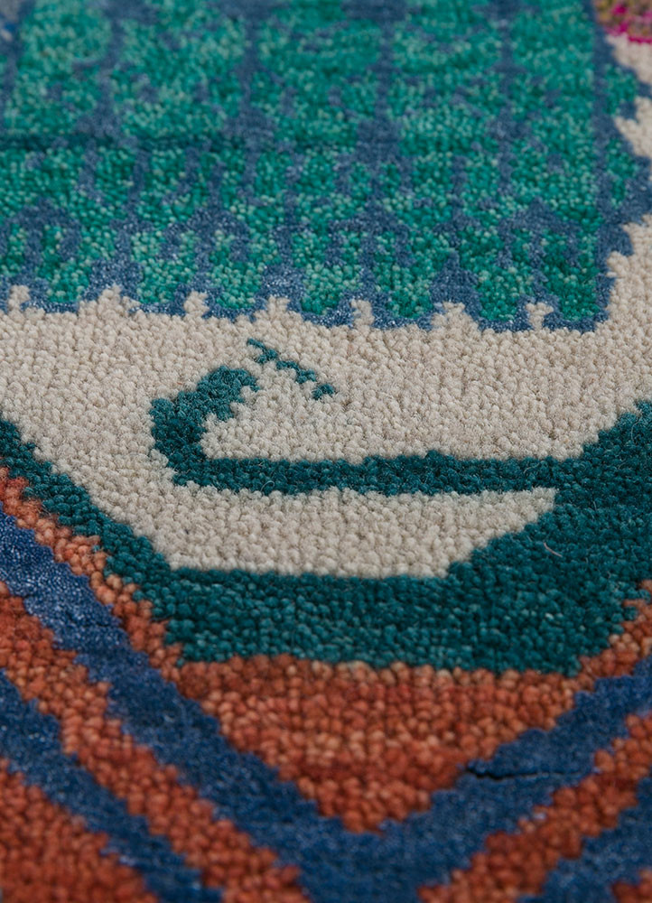 manchaha blue wool and bamboo silk hand knotted Rug - CloseUp manchaha blue wool and bamboo silk hand knotted Rug - CloseUp