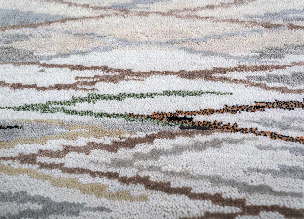 manchaha grey and black wool and bamboo silk hand knotted Rug - CloseUp