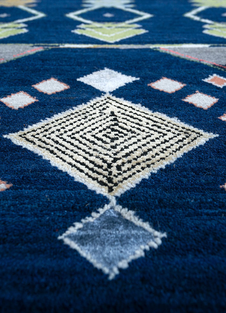 manchaha blue wool and bamboo silk hand knotted Rug - CloseUp manchaha blue wool and bamboo silk hand knotted Rug - CloseUp