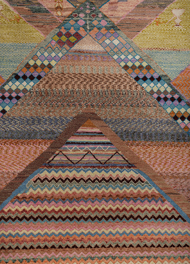 manchaha red and orange wool and bamboo silk hand knotted Rug - CloseUp manchaha red and orange wool and bamboo silk hand knotted Rug - CloseUp