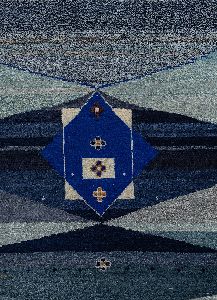 freedom manchaha blue wool and bamboo silk hand knotted Rug - CloseUp freedom manchaha blue wool and bamboo silk hand knotted Rug - CloseUp