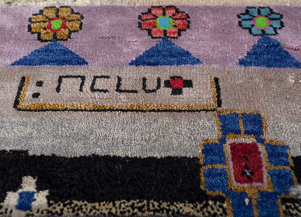 freedom manchaha multi wool and bamboo silk hand knotted Rug - CloseUp
