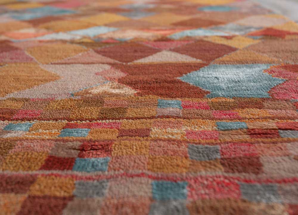 manchaha pink and purple wool and bamboo silk hand knotted Rug - CloseUp manchaha pink and purple wool and bamboo silk hand knotted Rug - CloseUp