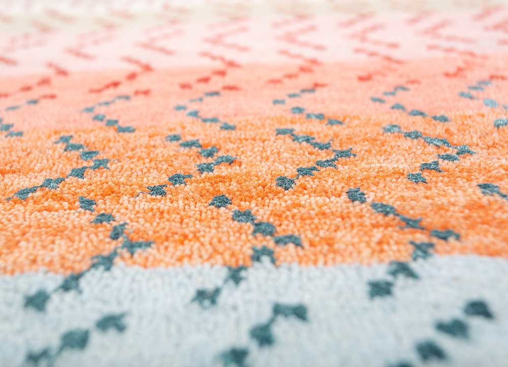 manchaha blue wool and bamboo silk hand knotted Rug - CloseUp