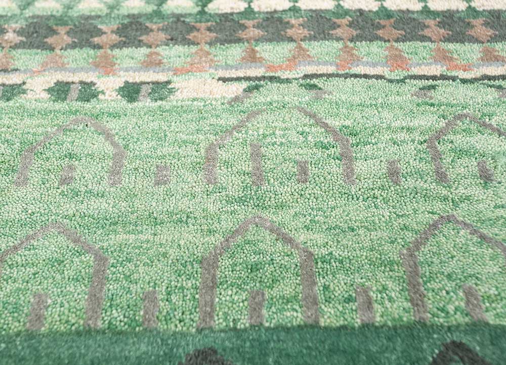 manchaha blue wool and bamboo silk hand knotted Rug - CloseUp