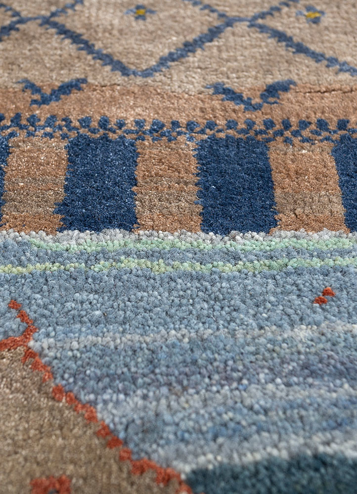 manchaha blue wool and bamboo silk hand knotted Rug - CloseUp manchaha blue wool and bamboo silk hand knotted Rug - CloseUp