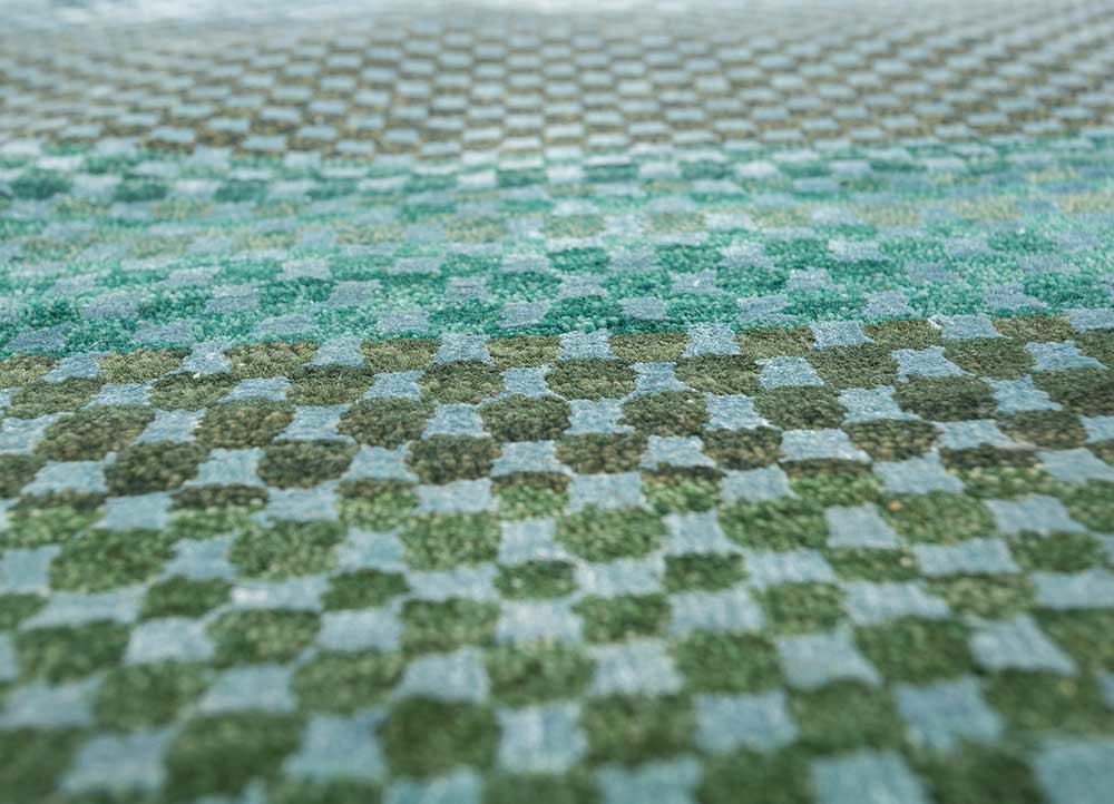 freedom manchaha blue wool and bamboo silk hand knotted Rug - CloseUp