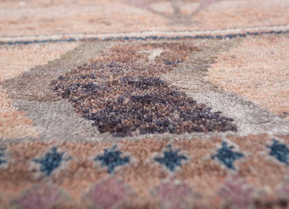 manchaha red and orange wool and bamboo silk hand knotted Rug - CloseUp manchaha red and orange wool and bamboo silk hand knotted Rug - CloseUp