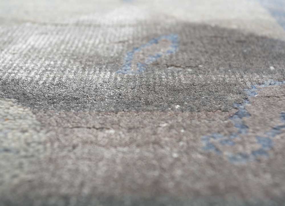 manchaha blue wool and bamboo silk hand knotted Rug - CloseUp manchaha blue wool and bamboo silk hand knotted Rug - CloseUp