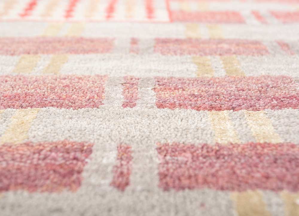 manchaha red and orange wool and bamboo silk hand knotted Rug - CloseUp manchaha red and orange wool and bamboo silk hand knotted Rug - CloseUp