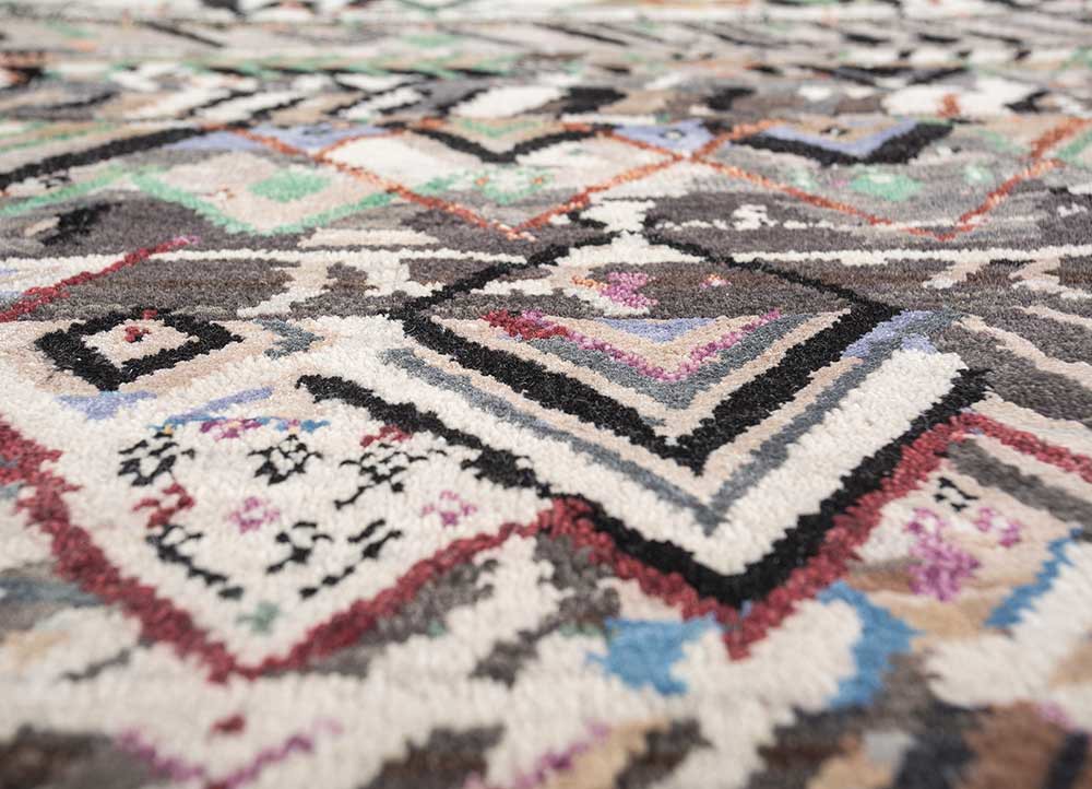 manchaha grey and black wool and bamboo silk hand knotted Rug - CloseUp manchaha grey and black wool and bamboo silk hand knotted Rug - CloseUp