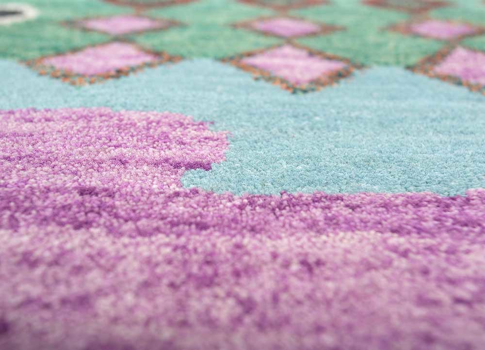 manchaha blue wool and bamboo silk hand knotted Rug - CloseUp manchaha blue wool and bamboo silk hand knotted Rug - CloseUp