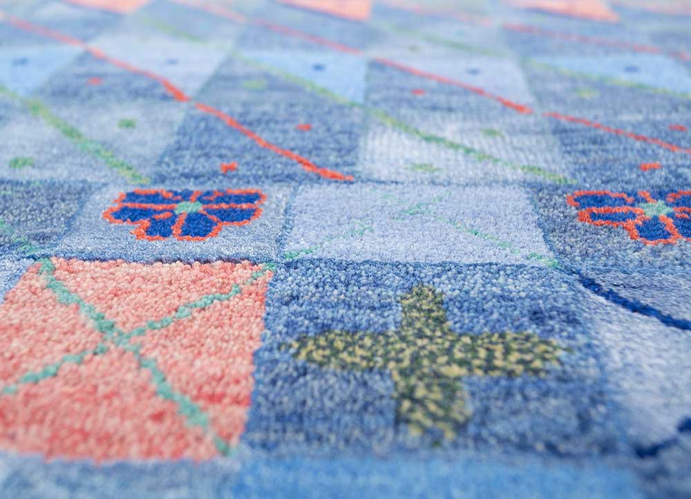 manchaha blue wool and bamboo silk hand knotted Rug - CloseUp manchaha blue wool and bamboo silk hand knotted Rug - CloseUp