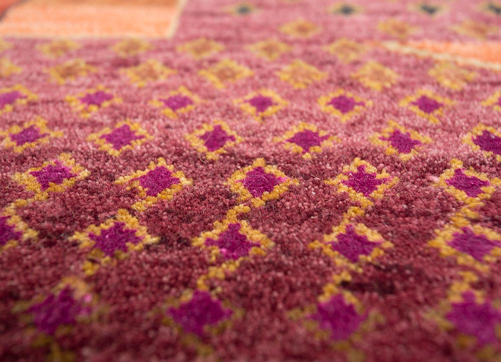 manchaha red and orange wool and bamboo silk hand knotted Rug - CloseUp manchaha red and orange wool and bamboo silk hand knotted Rug - CloseUp