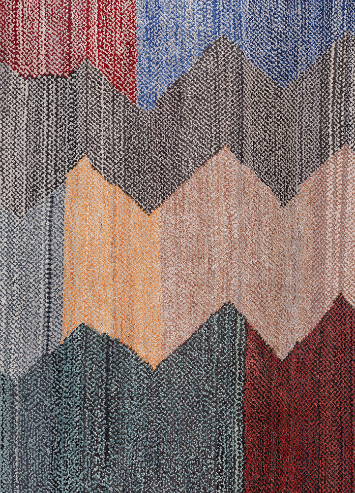freedom manchaha grey and black wool and bamboo silk hand knotted Rug - CloseUp