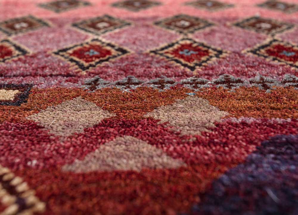 manchaha red and orange wool and bamboo silk hand knotted Rug - CloseUp manchaha red and orange wool and bamboo silk hand knotted Rug - CloseUp