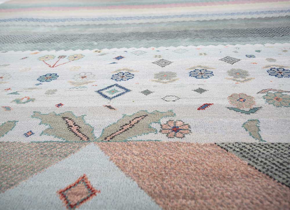 manchaha blue wool and bamboo silk hand knotted Rug - CloseUp manchaha blue wool and bamboo silk hand knotted Rug - CloseUp