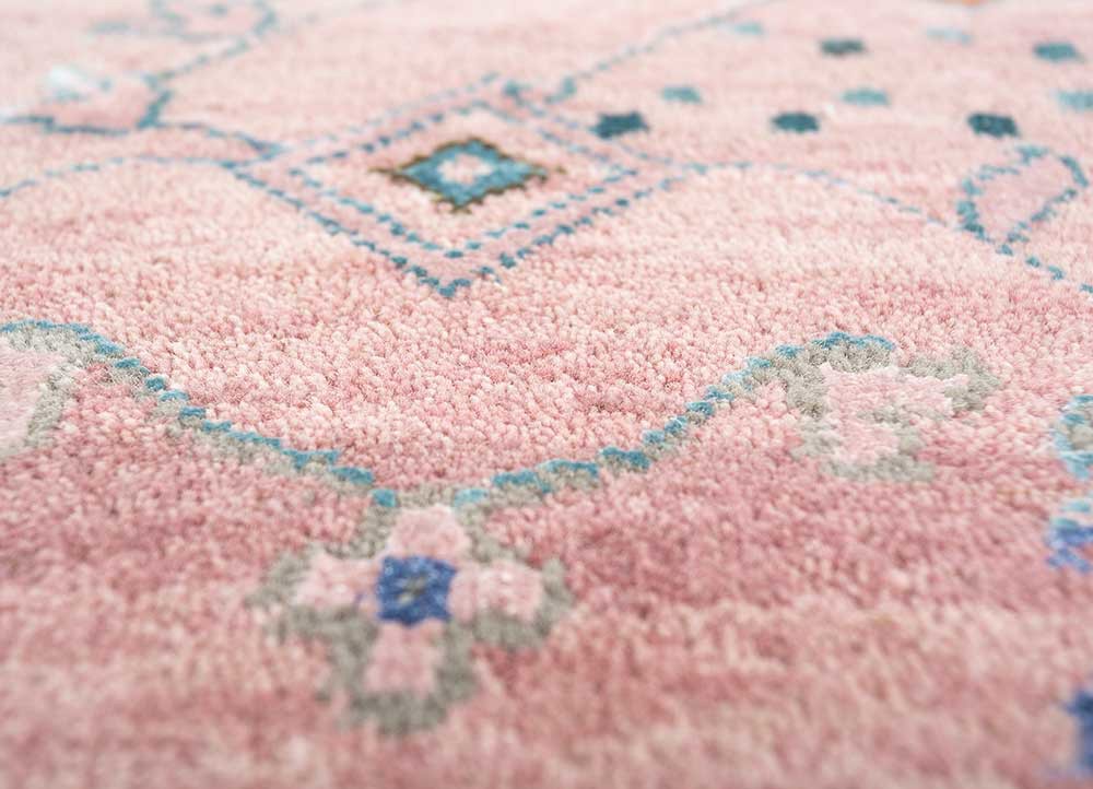 manchaha pink and purple wool and bamboo silk hand knotted Rug - CloseUp manchaha pink and purple wool and bamboo silk hand knotted Rug - CloseUp
