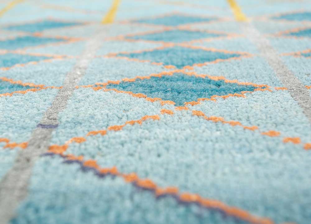 manchaha blue wool and bamboo silk hand knotted Rug - CloseUp manchaha blue wool and bamboo silk hand knotted Rug - CloseUp