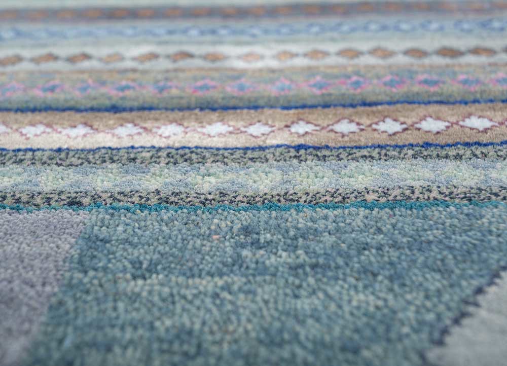 manchaha blue wool and bamboo silk hand knotted Rug - CloseUp manchaha blue wool and bamboo silk hand knotted Rug - CloseUp
