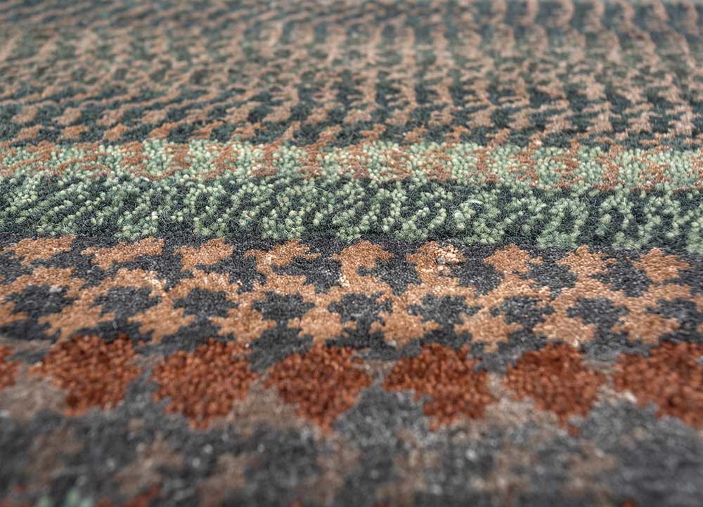 manchaha blue wool and bamboo silk hand knotted Rug - CloseUp