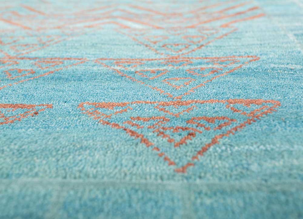 manchaha blue wool and bamboo silk hand knotted Rug - CloseUp manchaha blue wool and bamboo silk hand knotted Rug - CloseUp