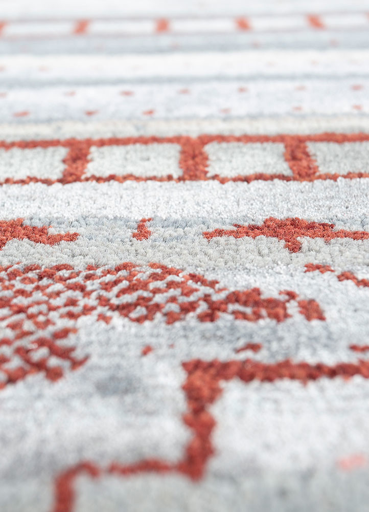 manchaha blue wool and bamboo silk hand knotted Rug - CloseUp