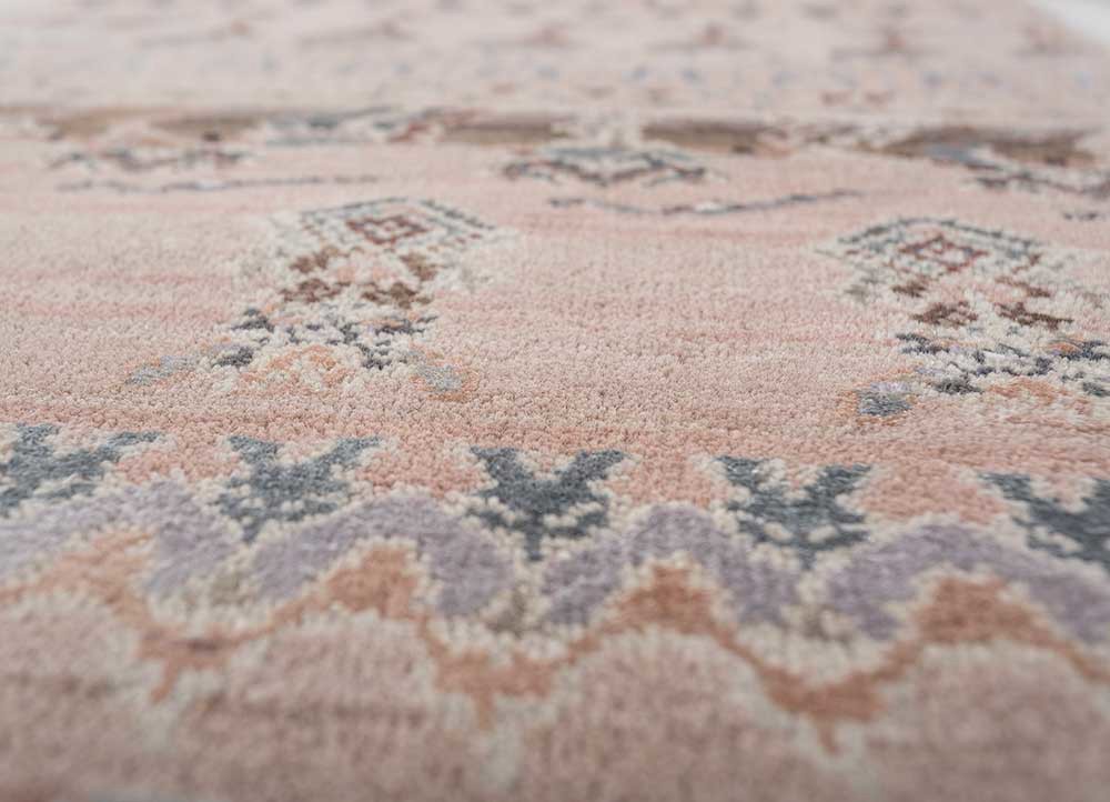 manchaha pink and purple wool and bamboo silk hand knotted Rug - CloseUp manchaha pink and purple wool and bamboo silk hand knotted Rug - CloseUp