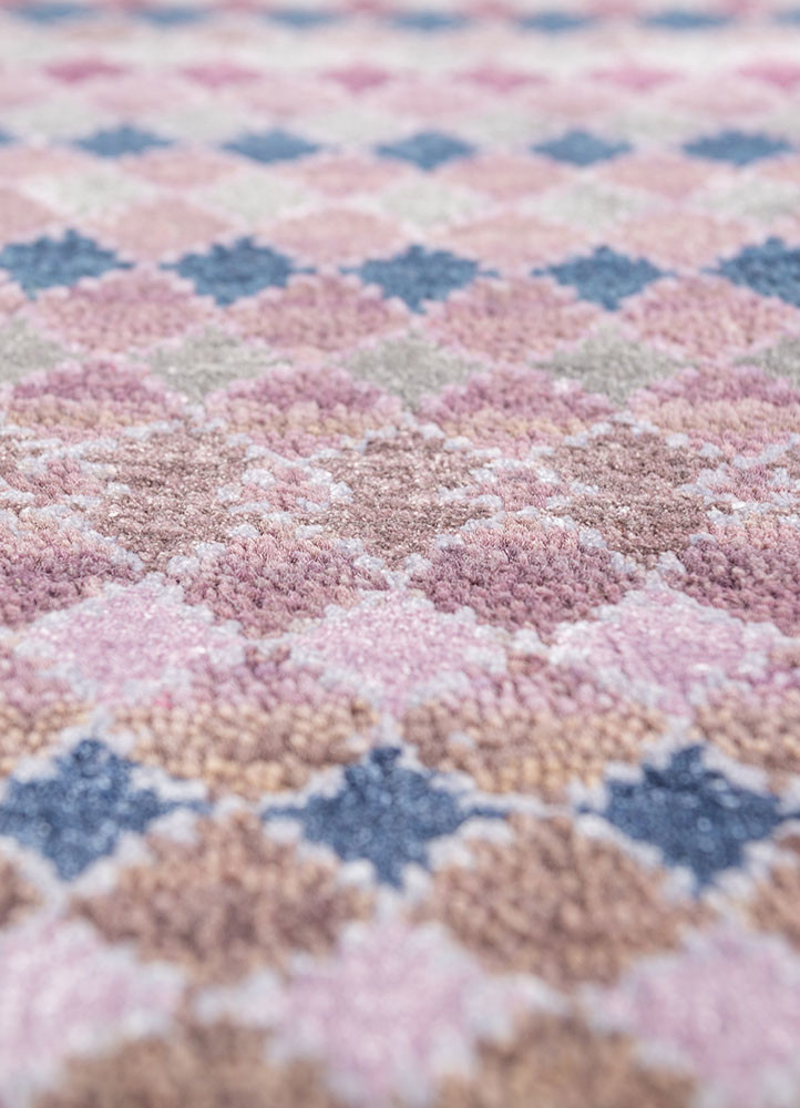 manchaha pink and purple wool and bamboo silk hand knotted Rug - CloseUp manchaha pink and purple wool and bamboo silk hand knotted Rug - CloseUp