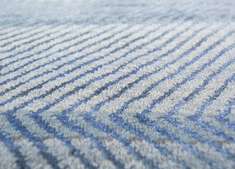 manchaha blue wool and bamboo silk hand knotted Rug - CloseUp manchaha blue wool and bamboo silk hand knotted Rug - CloseUp