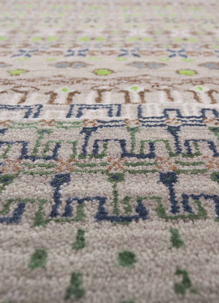 manchaha ivory wool and bamboo silk hand knotted Rug - CloseUp manchaha ivory wool and bamboo silk hand knotted Rug - CloseUp