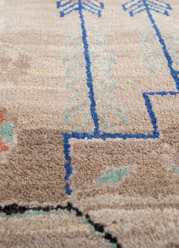 manchaha beige and brown wool and bamboo silk hand knotted Rug - CloseUp manchaha beige and brown wool and bamboo silk hand knotted Rug - CloseUp