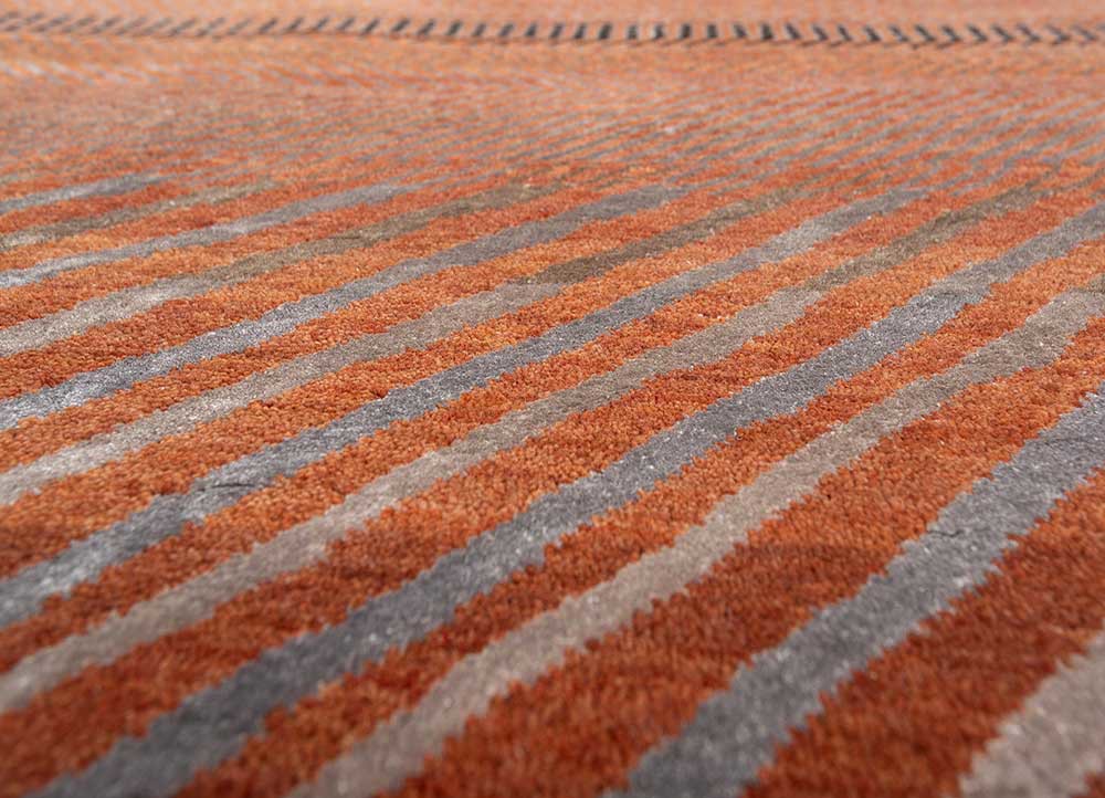 manchaha red and orange wool and bamboo silk hand knotted Rug - CloseUp manchaha red and orange wool and bamboo silk hand knotted Rug - CloseUp
