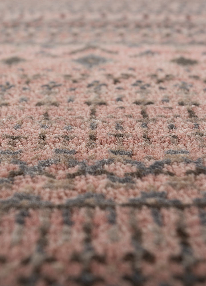 manchaha pink and purple wool and bamboo silk hand knotted Rug - CloseUp