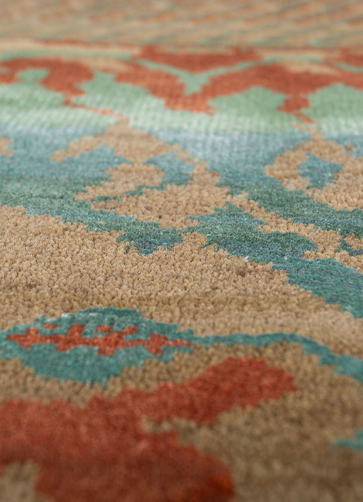 manchaha beige and brown wool and bamboo silk hand knotted Rug - CloseUp manchaha beige and brown wool and bamboo silk hand knotted Rug - CloseUp