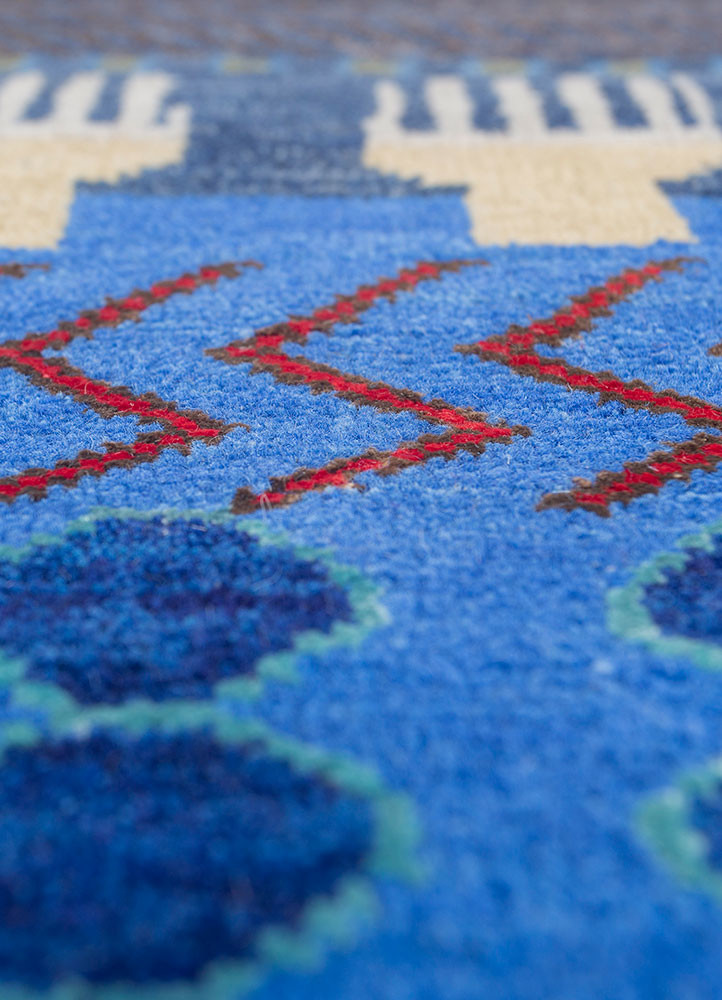 manchaha blue wool and bamboo silk hand knotted Rug - CloseUp manchaha blue wool and bamboo silk hand knotted Rug - CloseUp